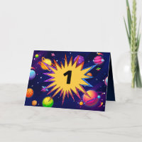 Fun Outer Space Planets Add Name Kids 1st Birthday