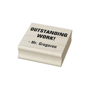Fun "OUTSTANDING WORK!" Commendation Rubber Stamp