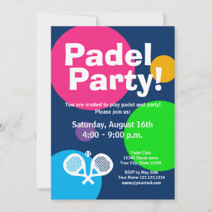 Fun padel tennis sports party invitation template