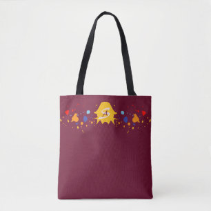 Fun Paint Drips Purple Red Monogrammed  Tote Bag