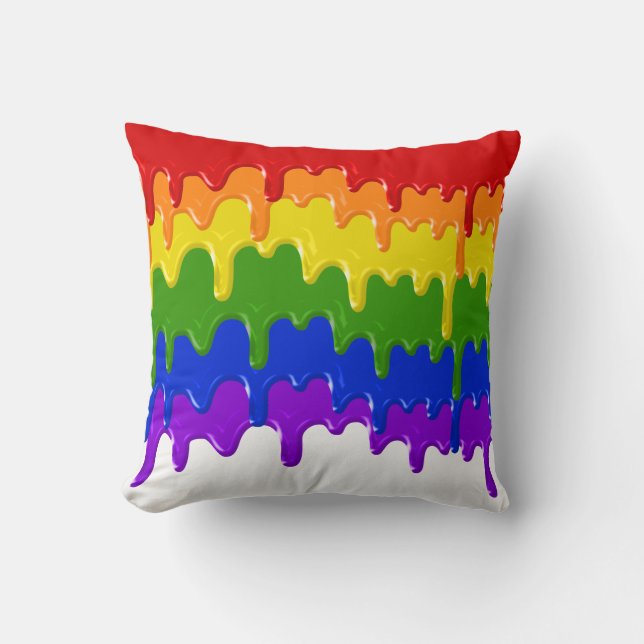 Fun Paint Slim Drips Rainbow Colours Cushion (Front)