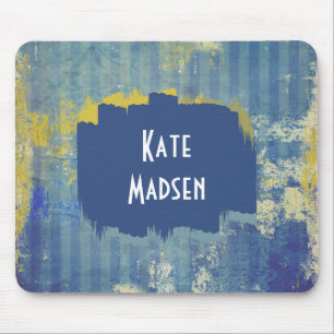 Fun Painted Denim Pattern Personalised Mouse Pad