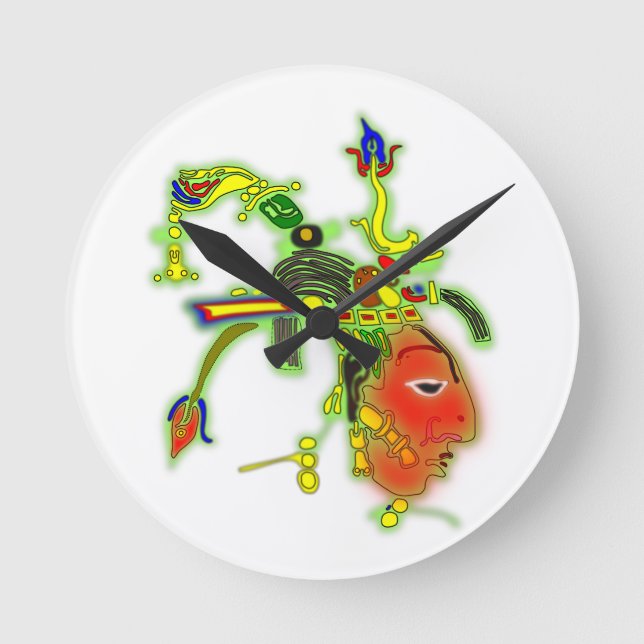 Fun  Painting Mask Tribal Face Round Clock (Front)