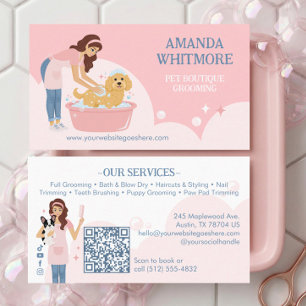 Fun Pampered Pet Dog Groomer Professional Stylist Business Card