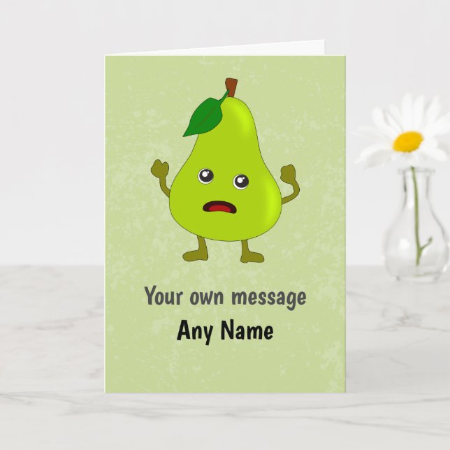 Fun Panicking Pear - No Stress Birthday / Occasion Card (Small Plant)