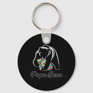 Fun Papa Bear Autism Awareness Autism Matching Fam Key Ring