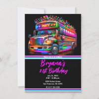 Fun Party Bus Bright Glowing Lights Birthday Party
