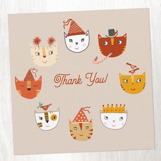 Fun Party Cat Thank You Card (Fun party cat themed thank you card)