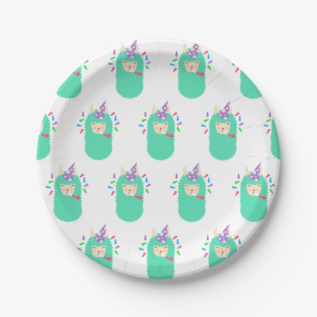 Fun Party Emoji Llama Paper Plate (Front)