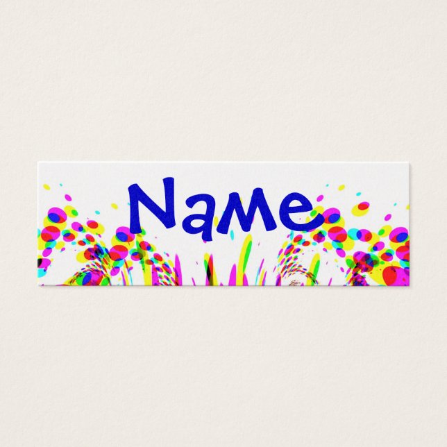Fun Party Name Card With Colourful Confetti (Front)