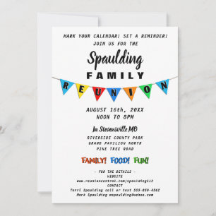 Fun Party Pennant Banner Family Reunion Invitation