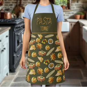 Fun Pasta Variety Pattern Ready to Personalise Apron