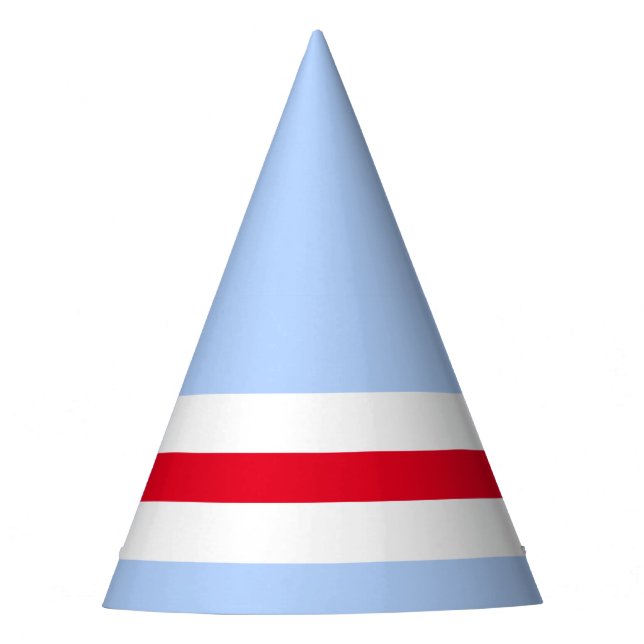 Fun Pastel Blue Bright Red White Racing Stripes Party Hat (Front)