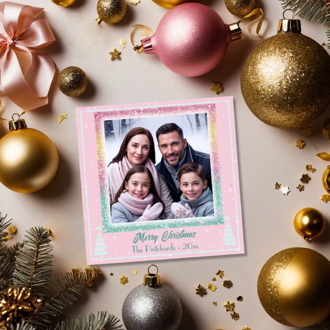 Fun Pastel Christmas Family Flat Holiday Card (Creator Uploaded)