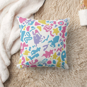 Fun pastel colourful vibrant shapes cushion