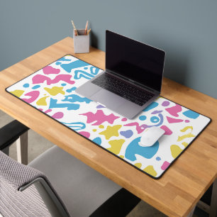 Fun pastel colourful vibrant shapes  desk mat