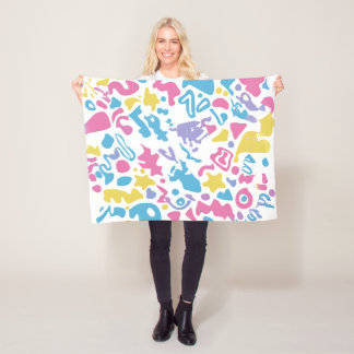 Fun pastel colourful vibrant shapes  fleece blanket