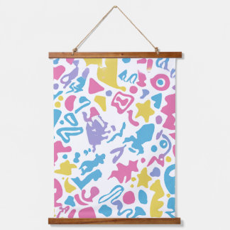 Fun pastel colourful vibrant shapes hanging tapestry