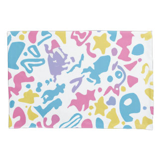 Fun pastel colourful vibrant shapes pillowcase