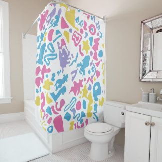 Fun pastel colourful vibrant shapes shower curtain