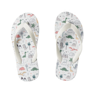 Fun Pastel Dinosaur Scene Pattern Kid's Jandals