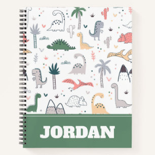 Fun Pastel Dinosaur Scene Pattern Notebook