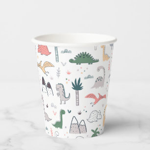 Fun Pastel Dinosaur Scene Pattern Paper Cups