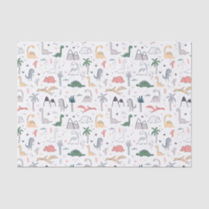 Fun Pastel Dinosaur Scene Pattern Tissue Paper