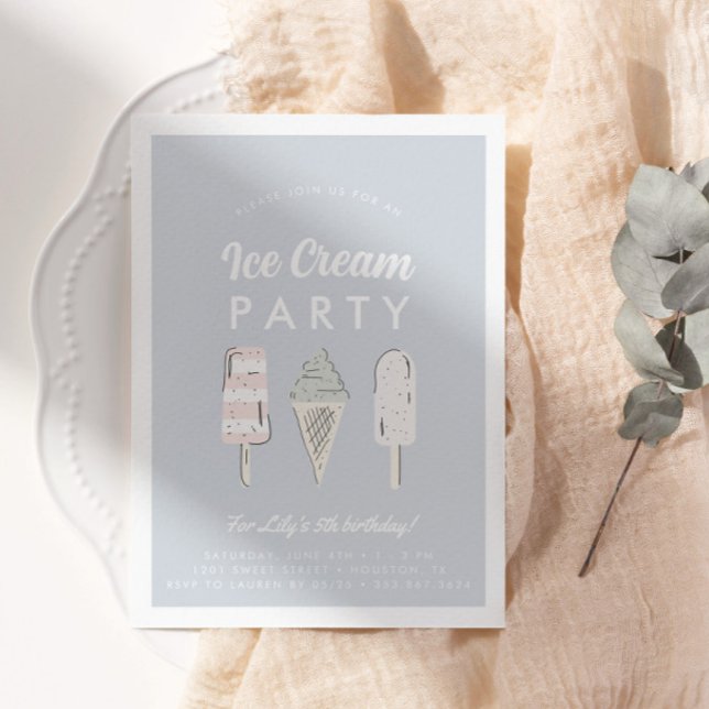 Fun Pastel Ice Cream Summer Birthday Party Invitation (Creator Uploaded)