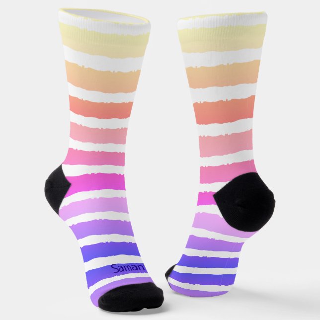 Fun Pastel Stripe Design Socks (Angled)