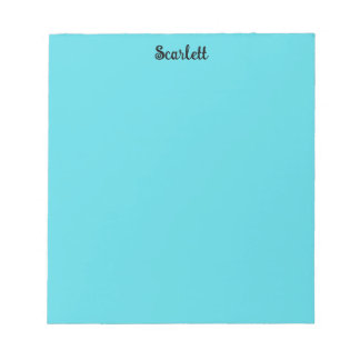 Fun Pastel Teal Colour Personalised Name Stationer Notepad