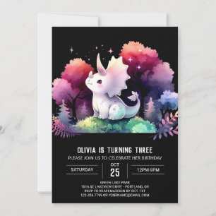 Fun Pastel Triceratops Birthday Invitation