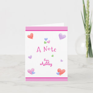 Fun Pastel Watercolor Hearts Thank You Card