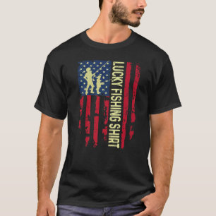 Fun Patriotic Lucky Fishing  For Fishing T-Shirt