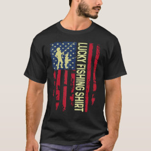 Fun Patriotic Lucky Fishing  For Fishing  Tee