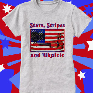 Fun Patriotic Ukulele Flag with Stars and Stripes T-Shirt