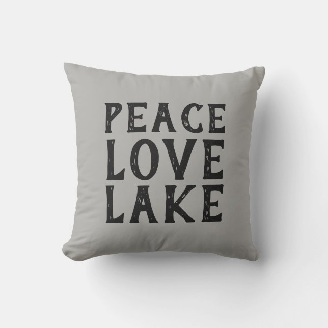 fun PEACE LOVE LAKE typography | Cushion (Front)