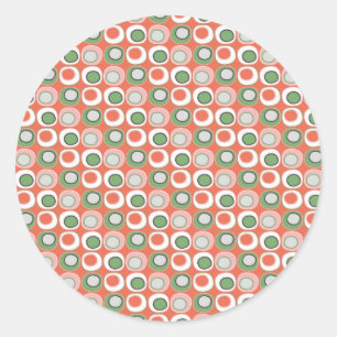 Fun Peach and Green Polka Dot Bubbles Pattern Classic Round Sticker