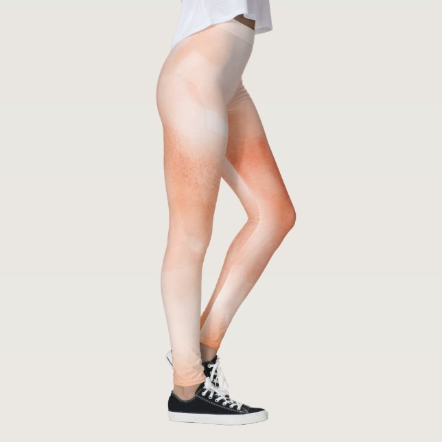 Fun peach pastel watercolour abstract leggings (Right)