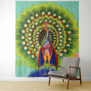 fun peacock print tapestry
