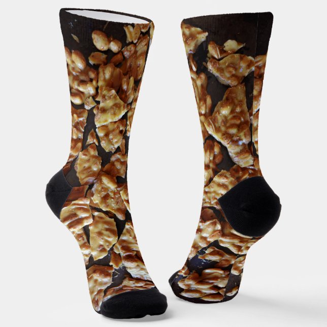 Fun Peanut Brittle Candy Art Socks (Angled)