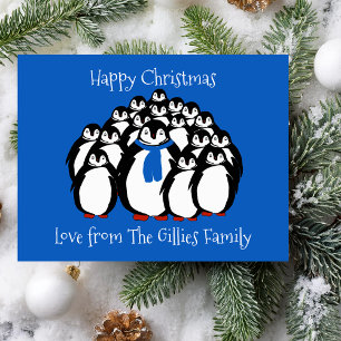 Fun Penguin Family Christmas Postcard