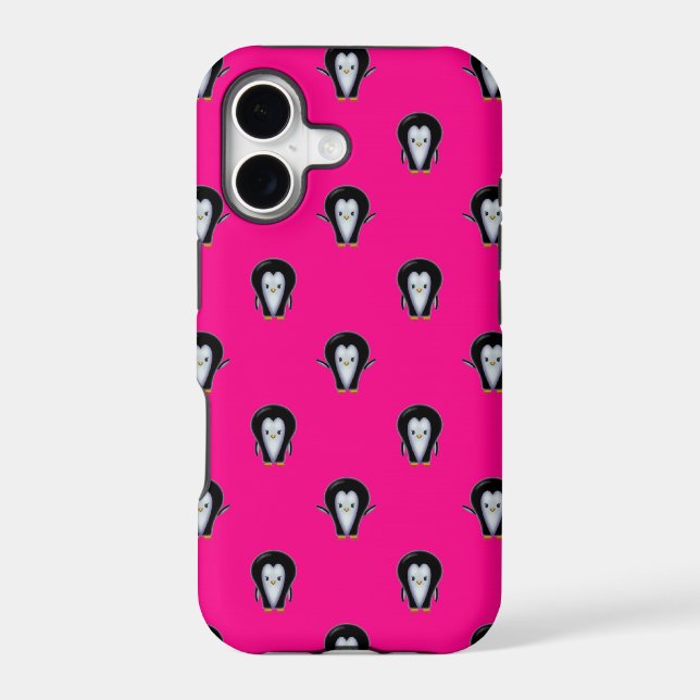 Fun Penguins over Hot Pink Pattern (Back)