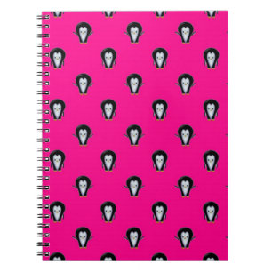 Fun Penguins over Hot Pink Pattern Spiral Notebook