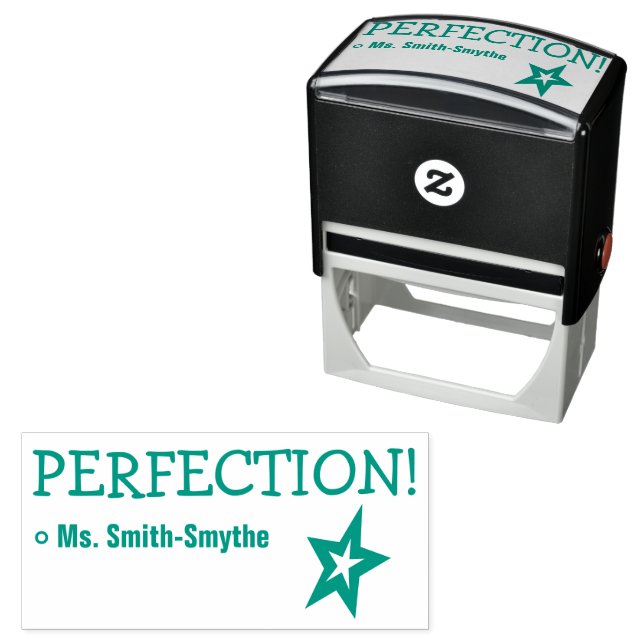 Fun "PERFECTION!" + Custom Teacher Name Self-inking Stamp (In Situ)
