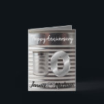 Fun Personalised 10th Wedding Anniversary Card<br><div class="desc">Fun Personalised 10 year Wedding Anniversary Tin Theme greeting card. Custom Tin 10th anniversary card design with names and date.</div>