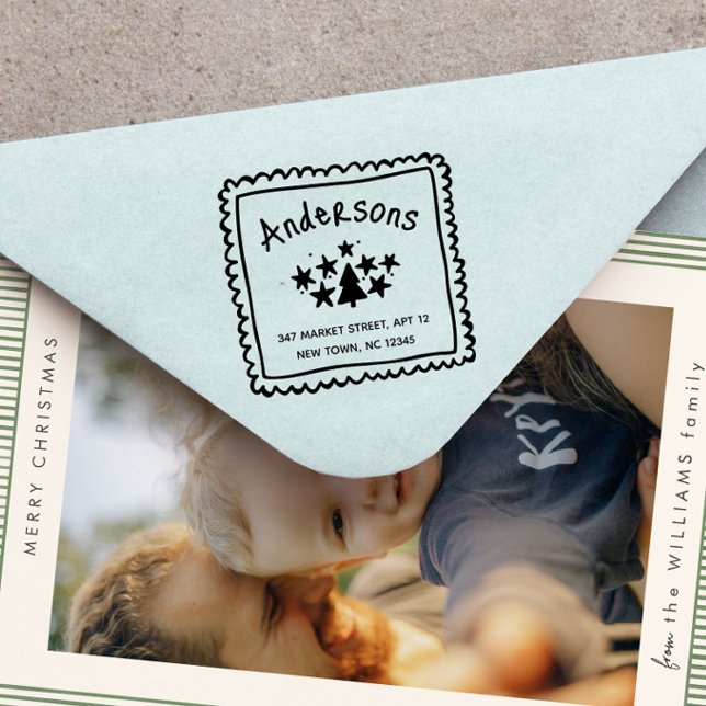 Fun Personalised Christmas Return Address Rubber Stamp (Creator Uploaded)