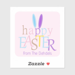 Fun Personalised Colourful Happy Easter Bunny Pink