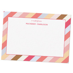 Fun Personalised Colourful Pastel Diagonal Stripes Card