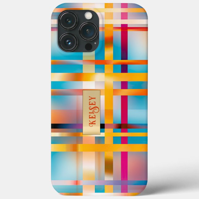 Fun Personalised Colourful Plaid Summer  Case-Mate iPhone Case (Back)